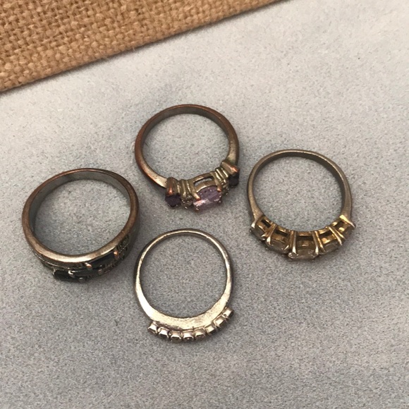 COPY - Vintage Costume 4 Rings Silver Tone Rhines… - Picture 8 of 9